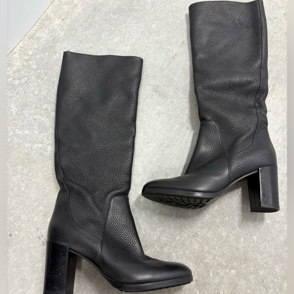 ALTUZARRA leather stacked wooden heeled boots size 10